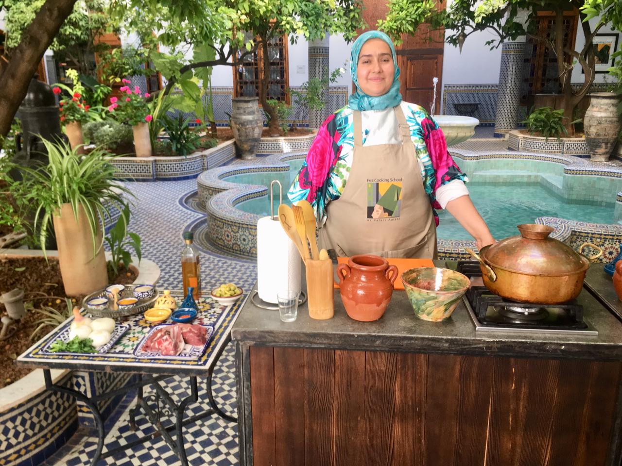 Wafae the chef at Fez Cooking School