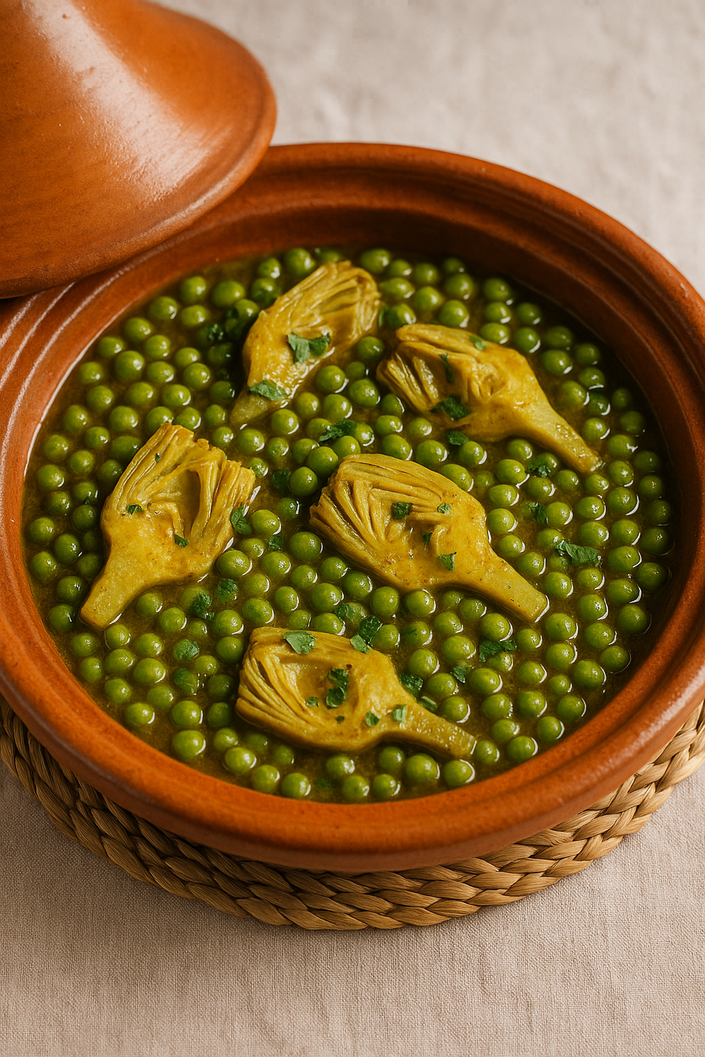 Artichoke Tajine with Peas